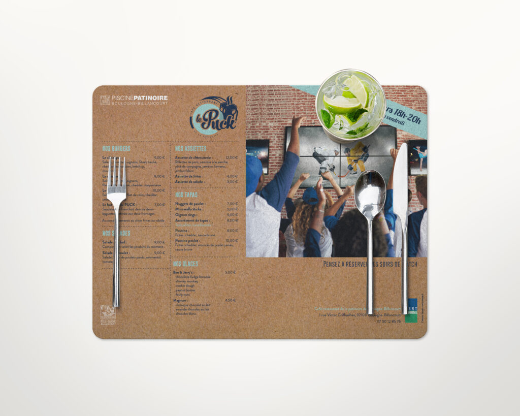 Set de table du Puck café
